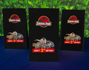 Jurassic Park Bags, Jurassic Park Favor Bags, Jurassic Park Treat Bags, Dinosaur Party Bags, Dinosaur Party Supplies, Dinosaur Party