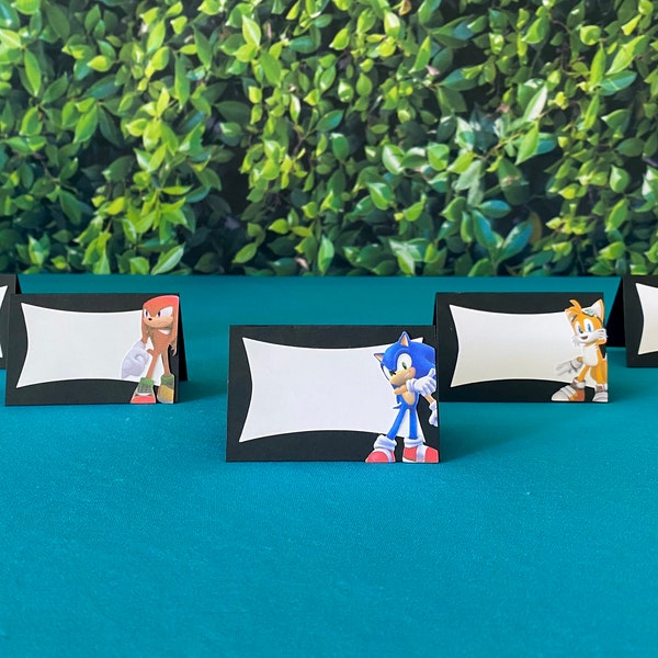 Étiquettes Sonic The Hedgehog pour aliments, Marque-places Sonic, Cartes Sonic pour tente, Étiquette Sonic, Décorations d'anniversaire Sonic, Queues, Articulations