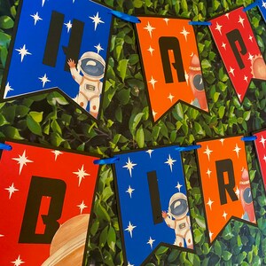 Space Birthday Banner, First Trip Around the Sun Banner, Two The Moon Banner, Astronaut, Moon, Rocketship, Space Birthday Decor