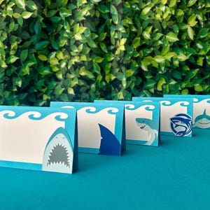 Shark Food Labels, Shark Place Cards, Shark Tent Cards, Shark Labels, Shark Party Supplies, Shark Decorations