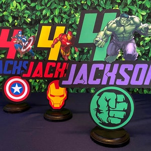 Superhero Centerpiece, Hulk Centerpiece, Captain America Centerpiece, Iron Man Centerpiece, Superhero Party Decorations