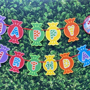 Candy Birthday Party Banner, Candyland Birthday Banner, Candy Party ...