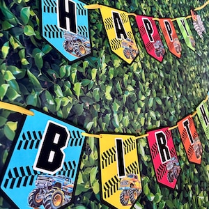 Monster Truck Birthday Banner: Tire Tracks Party Decor