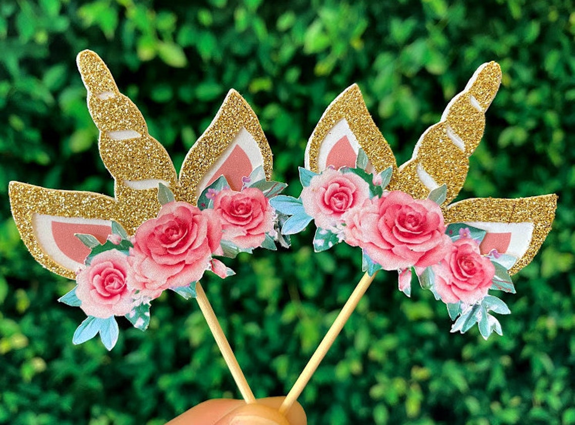 Unicorn Cupcake Toppers Unicorn Party Supplies Unicorn Cake Etsy