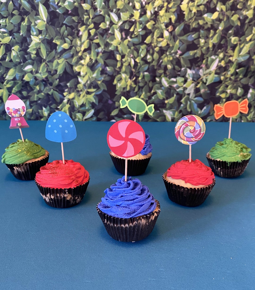 Candy Cupcake Toppers, Candy Party Supplies, Candy Cake Topper
