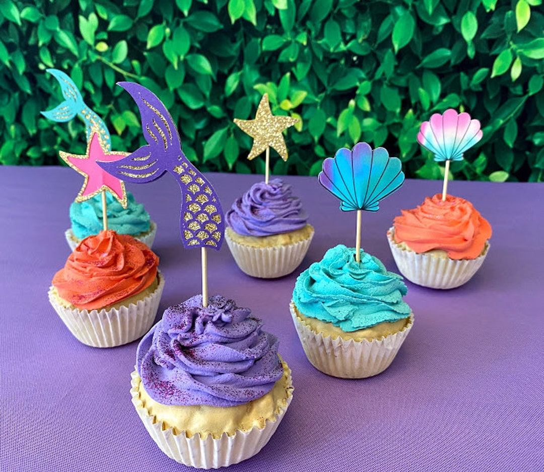 Mermaid Cupcake Toppers, Mermaid Party Supplies, Mermaid Cake Topper