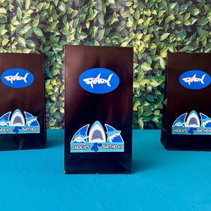 Shark Favor Bags, Shark Treat Bags, Shark Birthday Party, Shark Birthday Decorations, Shark Fin, Shark Party