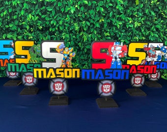 Transformers Centerpiece, Rescue Bots Centerpiece, Optimus Prime Centerpiece, Bumblebee Centerpiece, Transformer Party Decorations