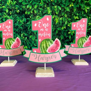 One in a Melon First Birthday Centerpiece: Watermelon Party Decor