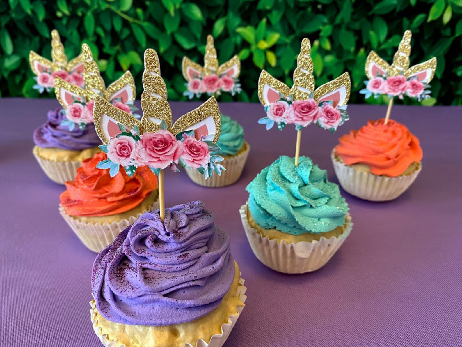 Unicorn Cupcake Toppers Unicorn Party Supplies Unicorn Cake Etsy