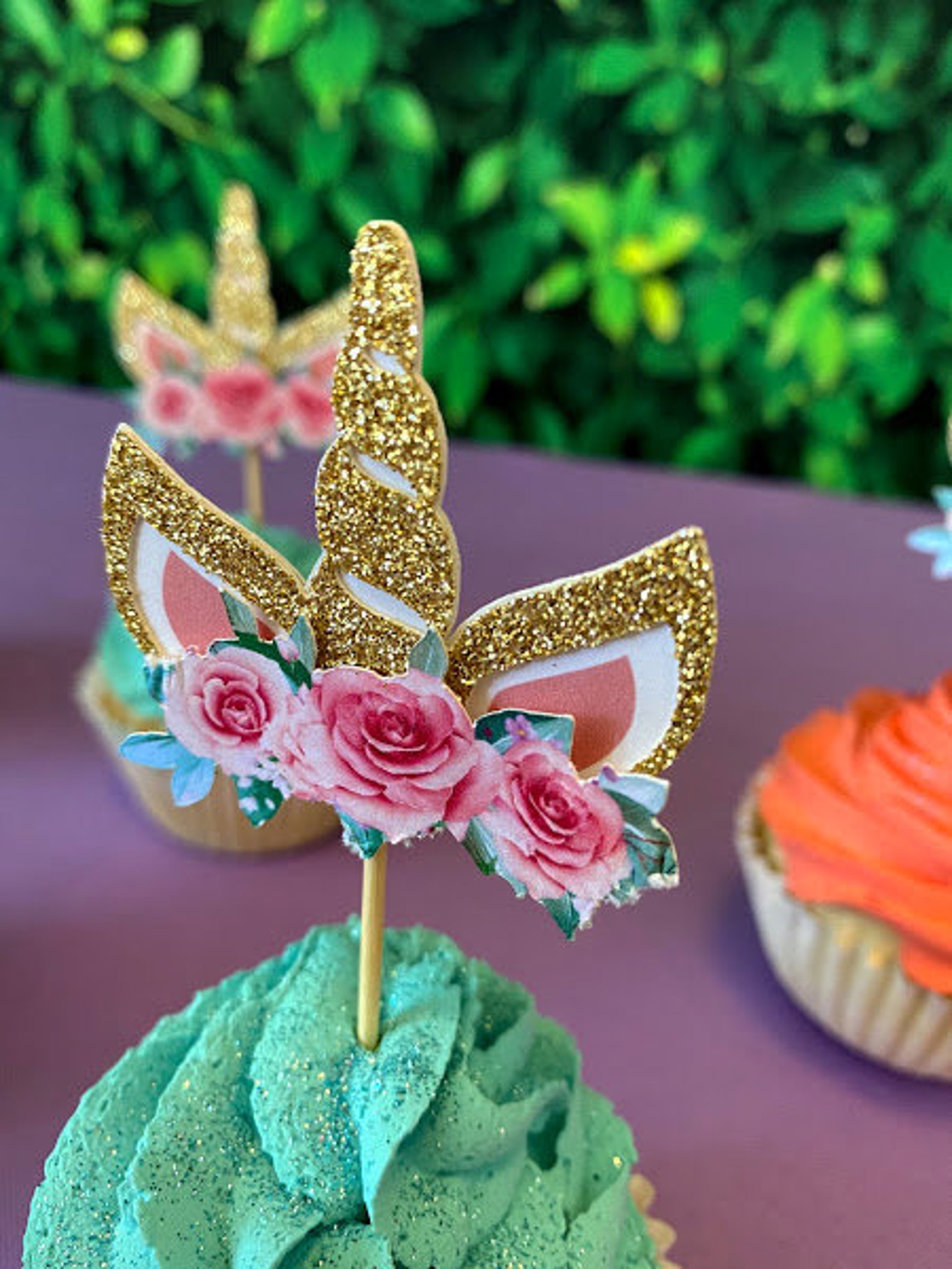 Unicorn Cupcake Toppers Unicorn Party Supplies Unicorn Cake Etsy