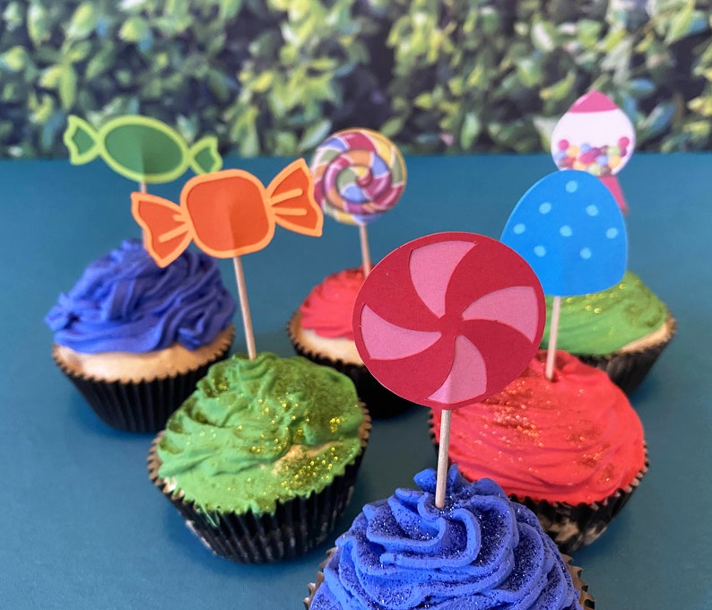 Candy Cupcake Toppers Candy Party Supplies Candy Cake Etsy