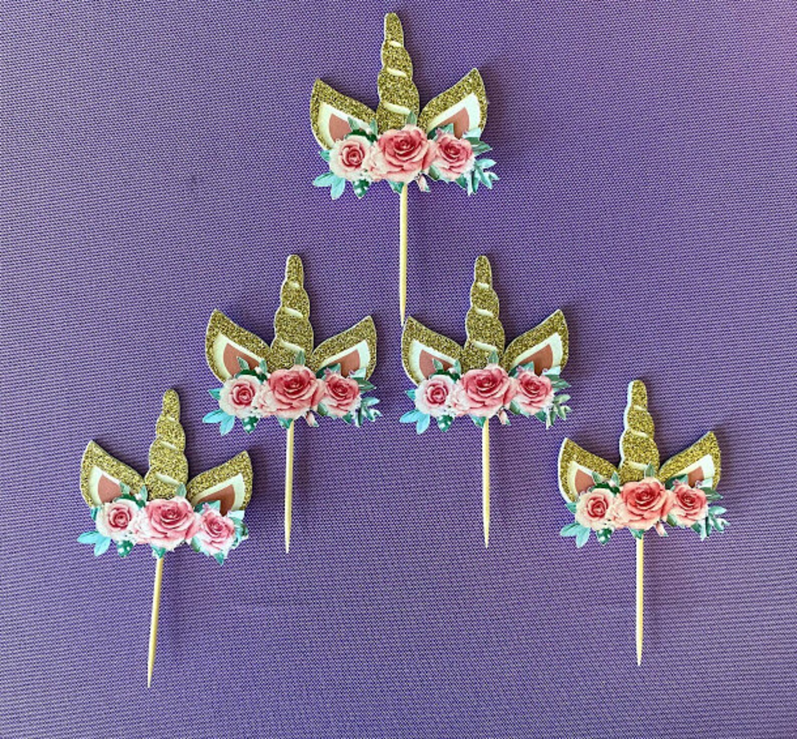 Unicorn Cupcake Toppers Unicorn Party Supplies Unicorn Cake Etsy