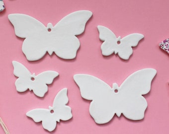 5pk Blank clay decoration - Butterfly collection, paint your own decoration