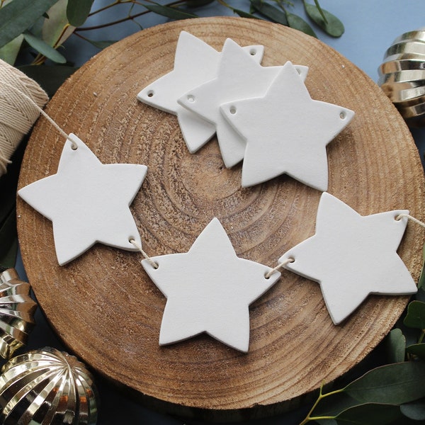 Blank Clay star bunting, clay star garland, paint your own decoration