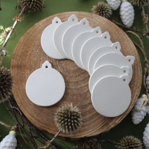 9pk Christmas bauble blank decorations, paint your own clay decoration