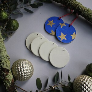 10pk Blank clay Bauble, paint your own decoration image 3