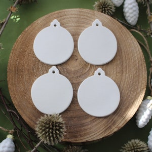 4pk Christmas bauble blank decorations, paint your own clay decoration