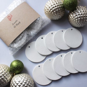 10pk Blank clay Bauble, paint your own decoration image 2