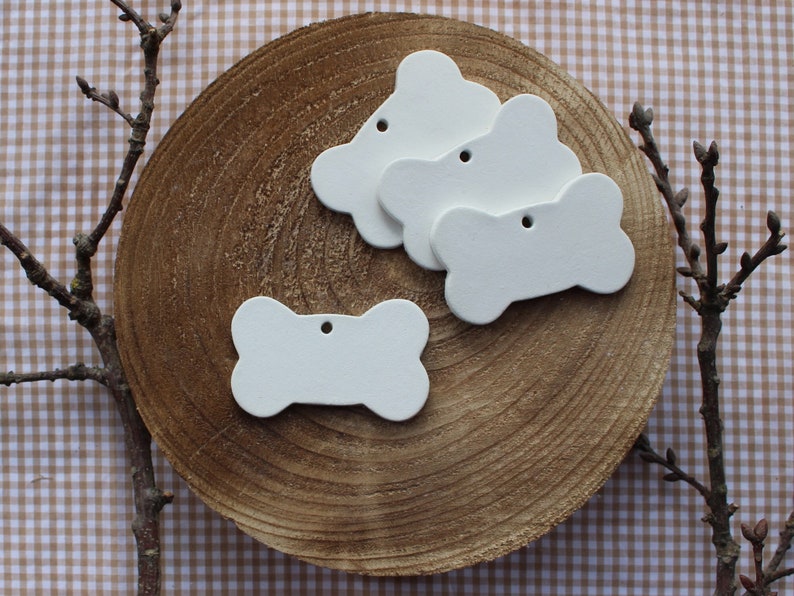 4pk Dog bone blank clay ornaments , paint your own decoration image 1