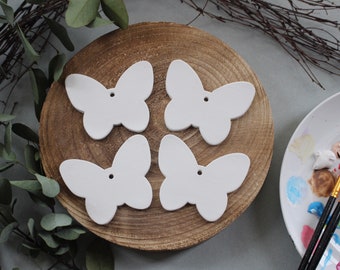 4pk butterfly blank clay ornaments , paint your own decoration