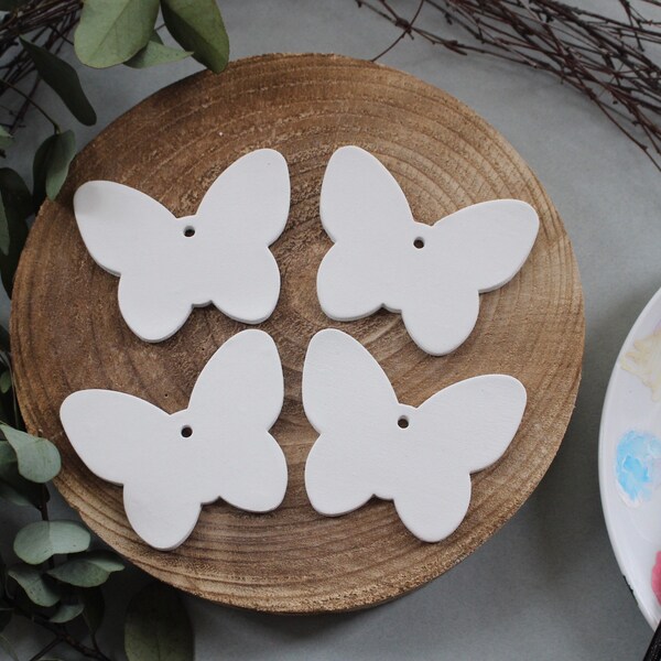 4pk butterfly blank clay ornaments , paint your own decoration