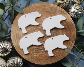 4pk Polar bear blank decorations, paint your own clay decoration