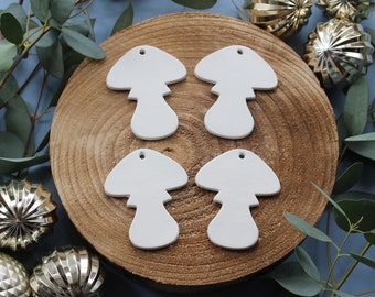 4pk Toadstool blank decorations, paint your own clay decoration