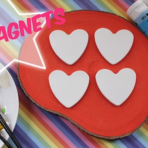 4 sztuki pustych magnesów w kształcie serca, pomaluj własne magnesy
