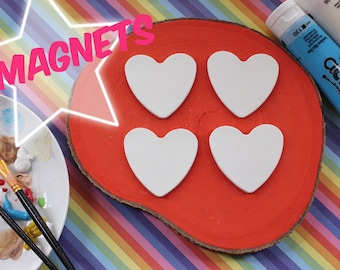 4 pk Blank heart magnets, paint your own magnets