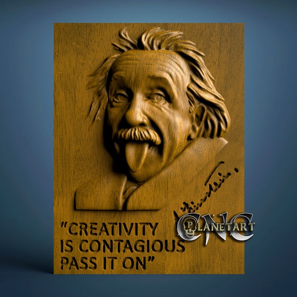 Einstein, 3D STL Model, CNC Router Engraver, Artcam, Aspire, CNC files, Wood, Art, Wall Decor, Cnc