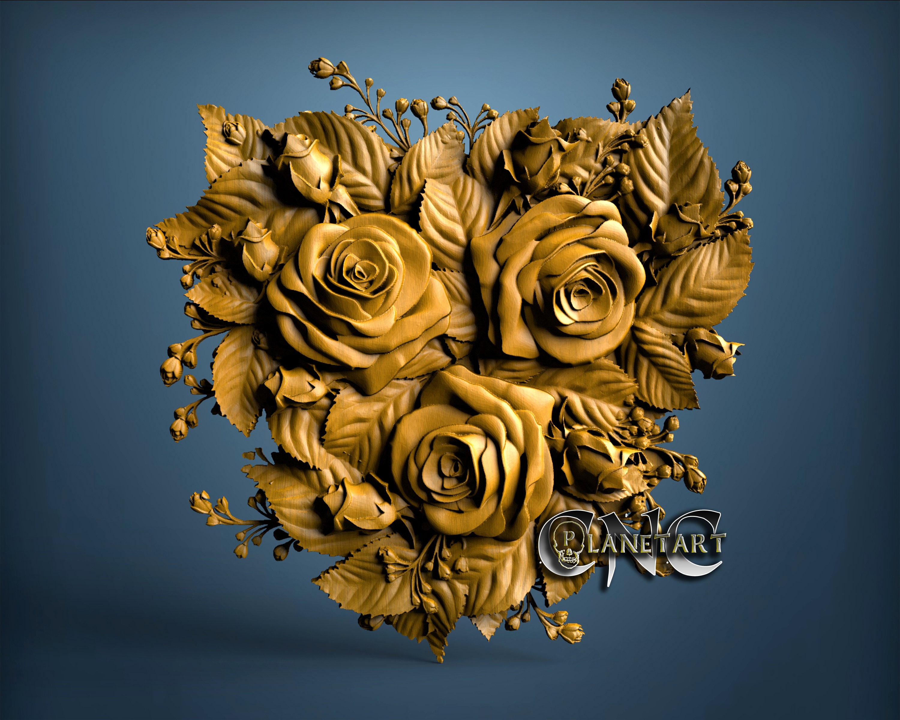 Bloemen, 3D STL-model, CNC-router graveur, Artcam, Aspire, CNC-bestanden, hout, kunst, wanddecoratie, CNC