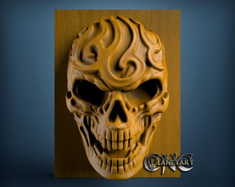 Artistic Skull, 3D STL Model, CNC Router Engraver, Artcam, Aspire, CNC files, Wood, Art, Wall Decor, Cnc