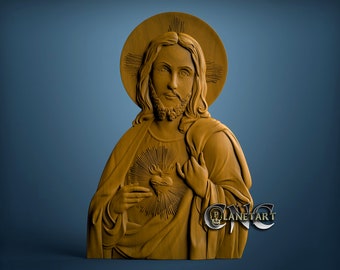 Jesus, 3D STL Model, CNC Router Engraver, Artcam, Aspire, CNC files, Wood, Art, Wall Decor, Cnc