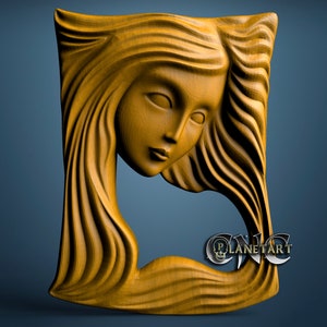 Girl Frame, 3D STL Model, CNC Router Engraver, Artcam, Aspire, CNC files, Wood, Art, Wall Decor, Cnc