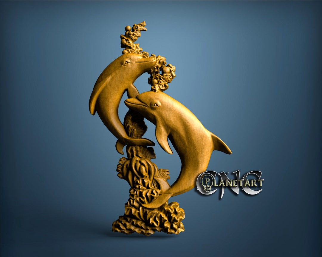 Dolphins, 3D STL Model, CNC Router Engraver, Artcam, Aspire, CNC Files ...