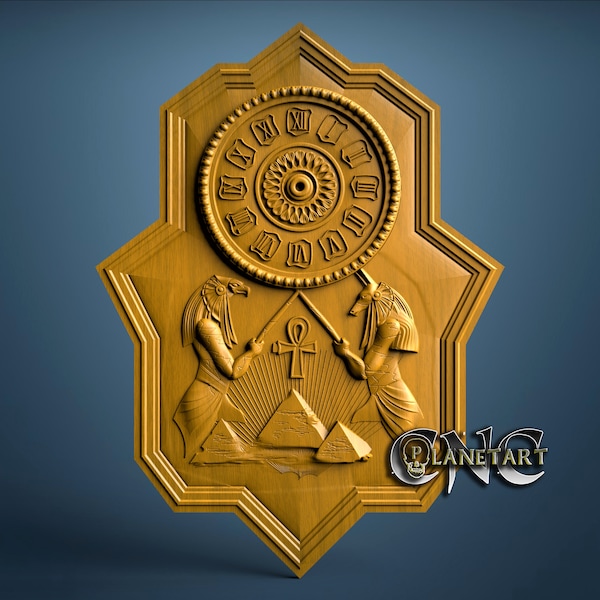 Egyptian Pyramid Clock, 3D STL Model, CNC Router Engraver, Artcam, Aspire, CNC files, Wood, Art, Wall Decor, Cnc