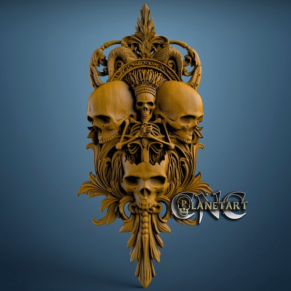 Skulls, 3D STL Model, CNC Router Engraver, Artcam, Aspire, CNC files, Wood, Art, Wall Decor, Cnc