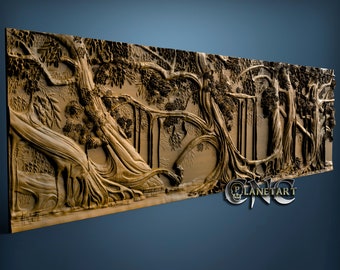 Branches d'arbres, modèle 3D STL, graveur de routeur CNC, Artcam, Aspire, fichiers CNC, bois, art, décoration murale, CNC