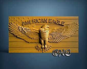 American Eagle, 3D STL Model, CNC Router Engraver, Artcam, Aspire, CNC files, Wood, Art, Wall Decor, Cnc