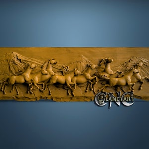 Pferde, 3D-STL Modell, CNC-Fräser Engraver, Artcam, Aspire, CNC-Dateien, Holz, Kunst, Wanddekor, Cnc