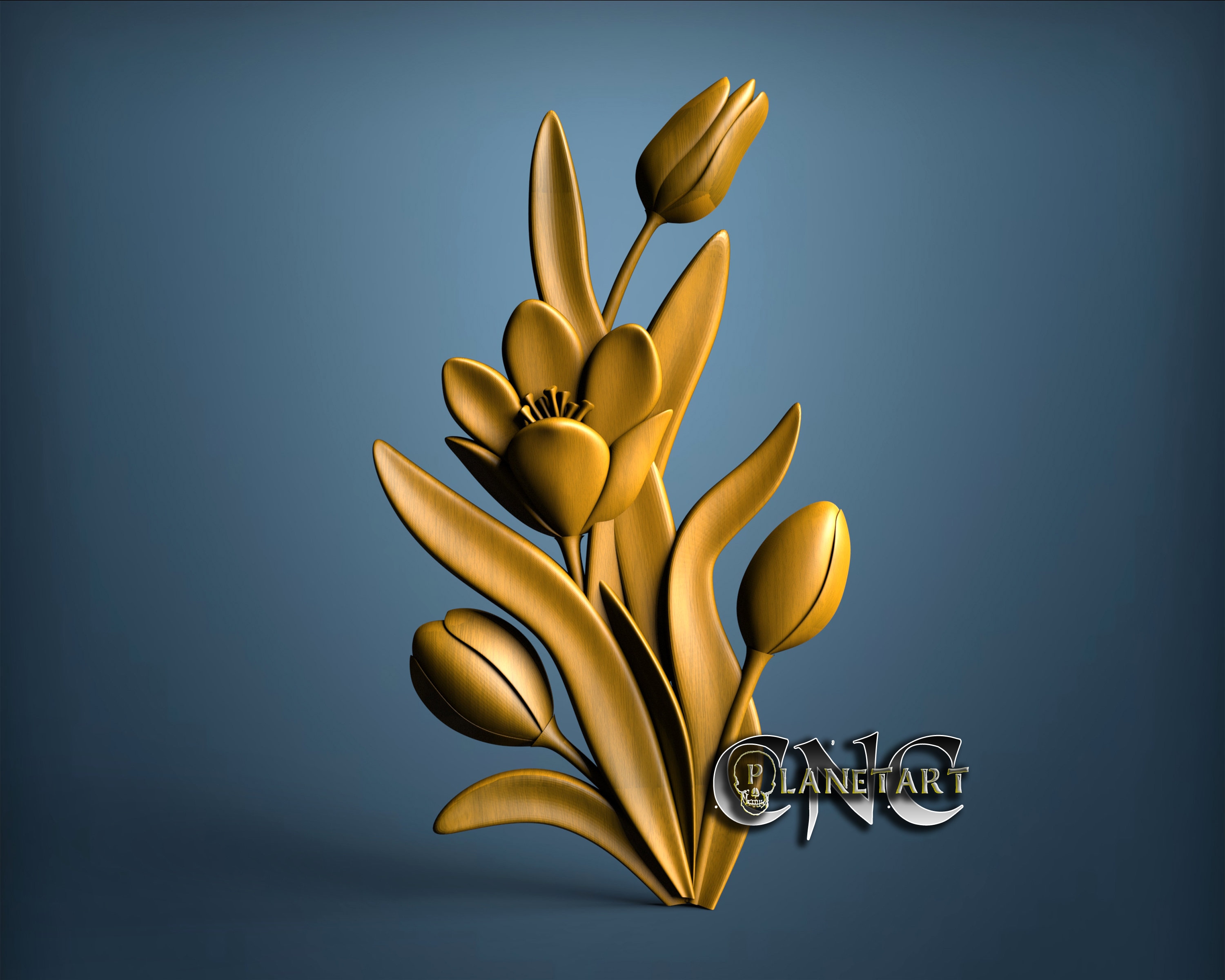 Tulip Flower, 3D STL Model, CNC Router Engraver, Artcam, Aspire, CNC