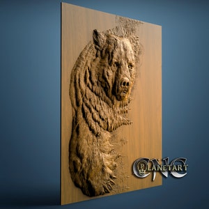 Bear, 3D STL Model, CNC Router Engraver, Artcam, Aspire, CNC files, Wood, Art, Wall Decor, Cnc image 2