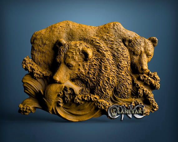 STL 3D Models Bear Welcome for CNC Router Aspire Artcam 3D Print Engraver Cut 3d 