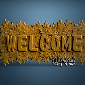 Cartello di benvenuto, modello STL 3D, incisore router CNC, Artcam, Aspire, file CNC, legno, arte, decorazione murale, CNC
