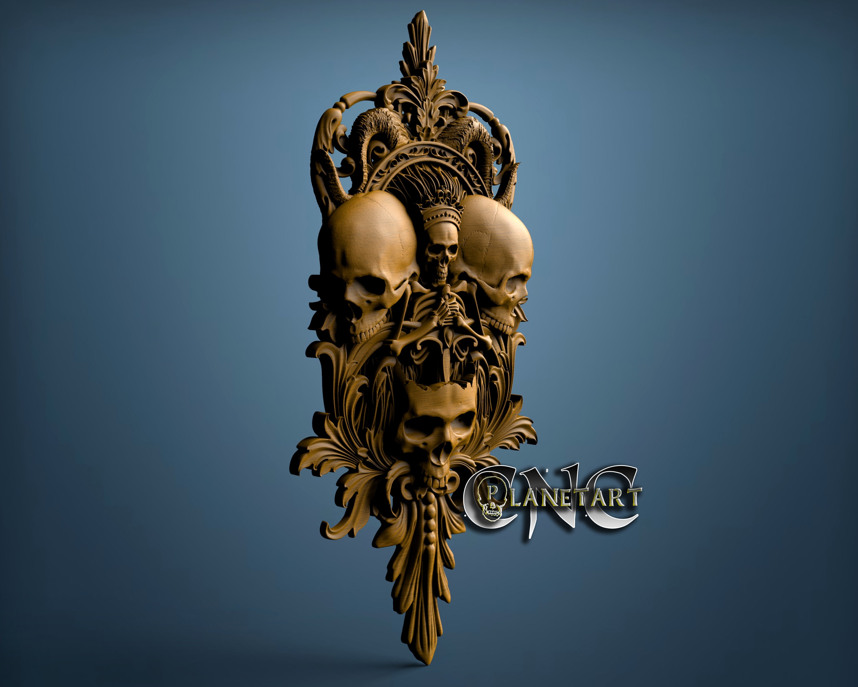 Skulls, 3D STL Model, CNC Router Engraver, Artcam, Aspire