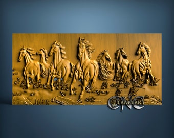 Horses, 3D STL Model, CNC Router Engraver, Artcam, Aspire, CNC files, Wood, Art, Wall Decor, Cnc