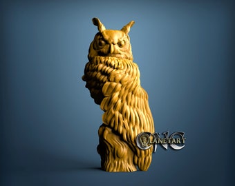 Owl, 3D STL Model, CNC Router Engraver, Artcam, Aspire, CNC files, Wood, Art, Wall Decor, Cnc