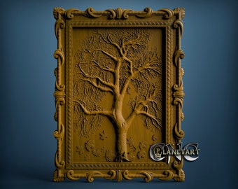 Tree of Life Framed, 3D STL Model, CNC Router Engraver, Artcam, Aspire, CNC files, Wood, Art, Wall Decor, Cnc