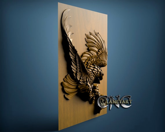 3D Model STL for CNC Router Engraver Carving Artcam Aspire USA Eagle Animal 8130 